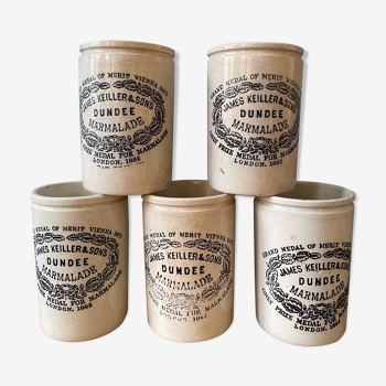 Lot de 5 pots dundee marmalade james keiller & sons, 1960