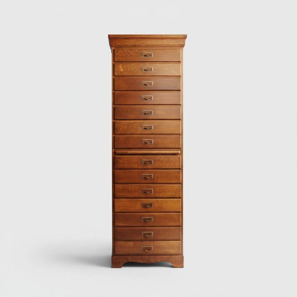 Danish Oak Archive Cabinet with Pull-Out Shelf, ca. 1925–1950
