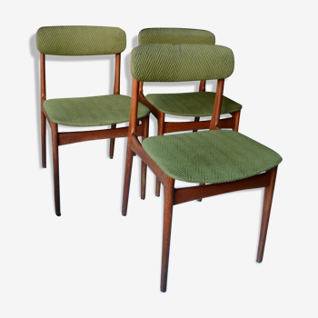 3 chaises scandinaves teck années 50/60