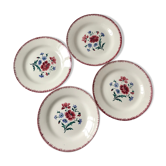 Lot de 4 assiettes à dessert Digoin Sarreguemines modèle Prairial