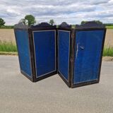 19th century black painted wooden folding screen
