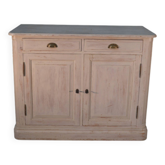 Buffet bas 2 portes patine blanche 1960's
