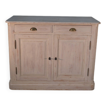 Buffet bas 2 portes patine blanche 1960's