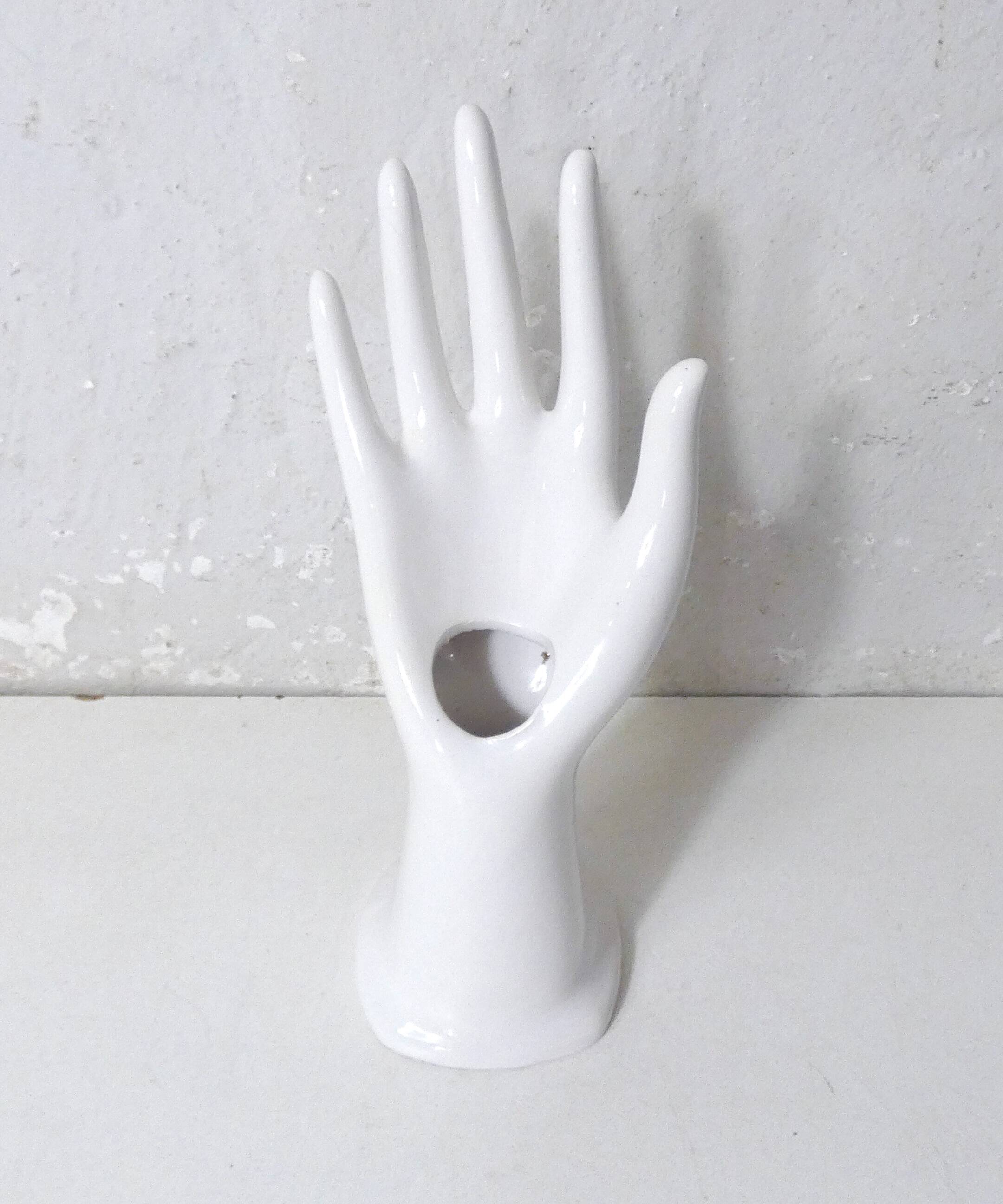 Vase, baguier main vintage en céramique blanche