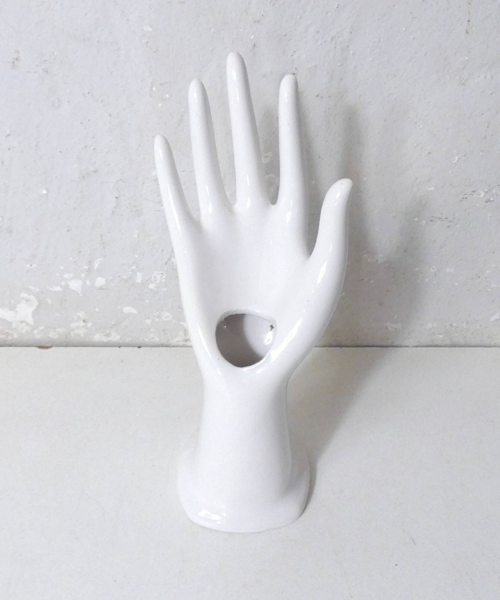 Vase, baguier main vintage en céramique blanche