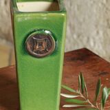 Vase en céramique craquelée vert