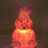 Lampe à poser lapin rose vintage