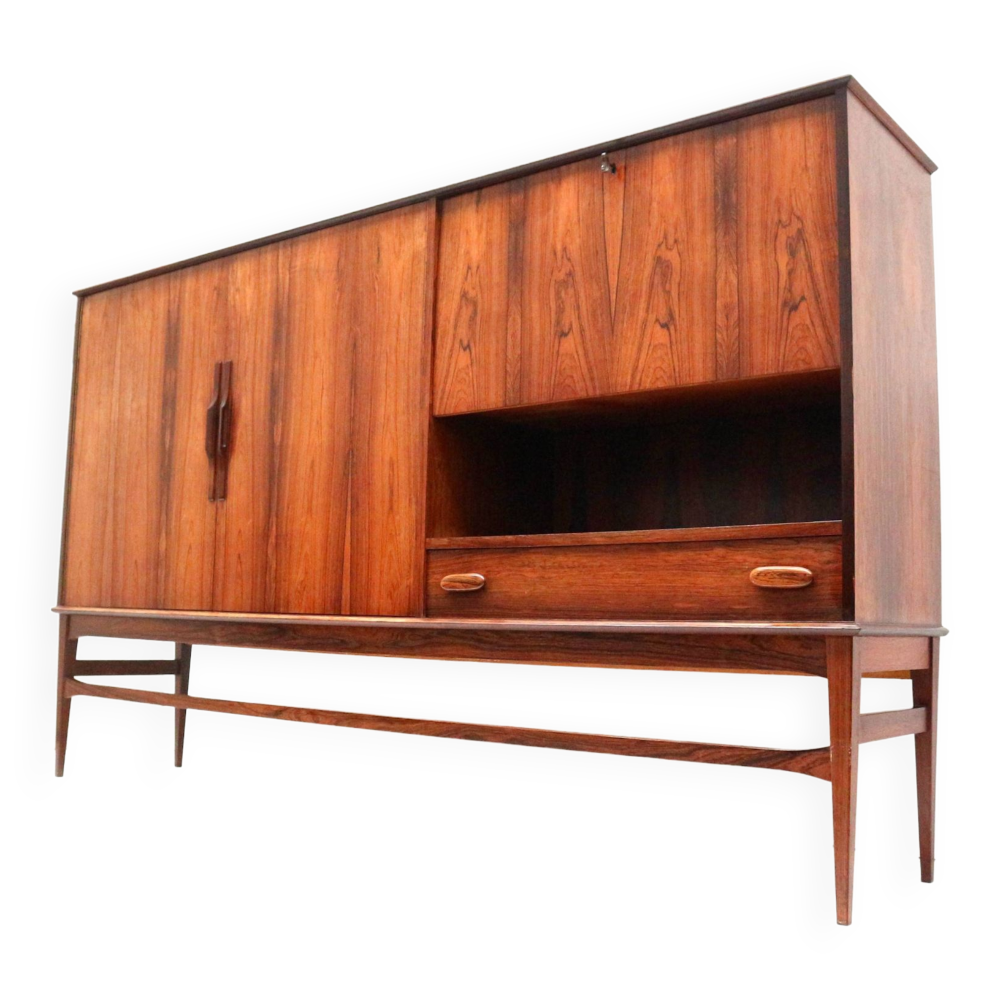 High quality vintage rosewood highboard / high sideboard made in the 60s