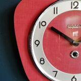 Vintage formica silent wall clock "Bayard red"