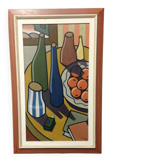 Oil painting on canvas still life by Franco Prayer (1924) 90 x 50 cm