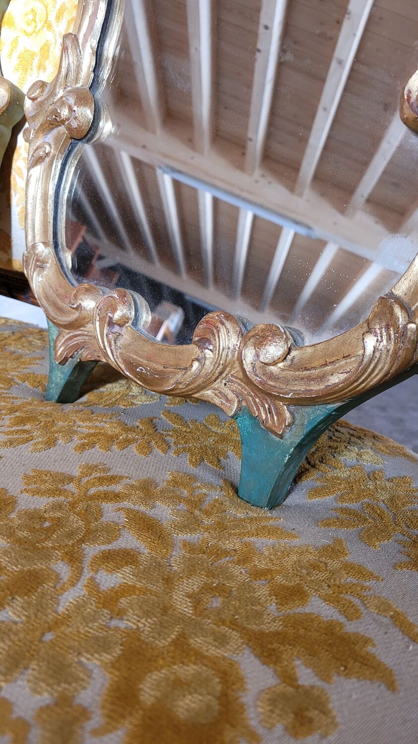 Pair of mirrors style louis xv rocaille in gilded wood carved 1900