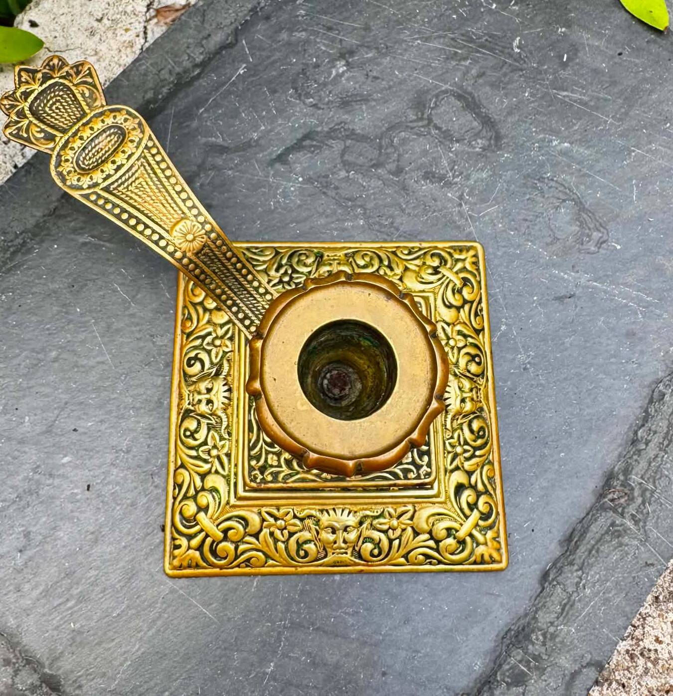 Large brass candlestick from the Art Nouveau period.