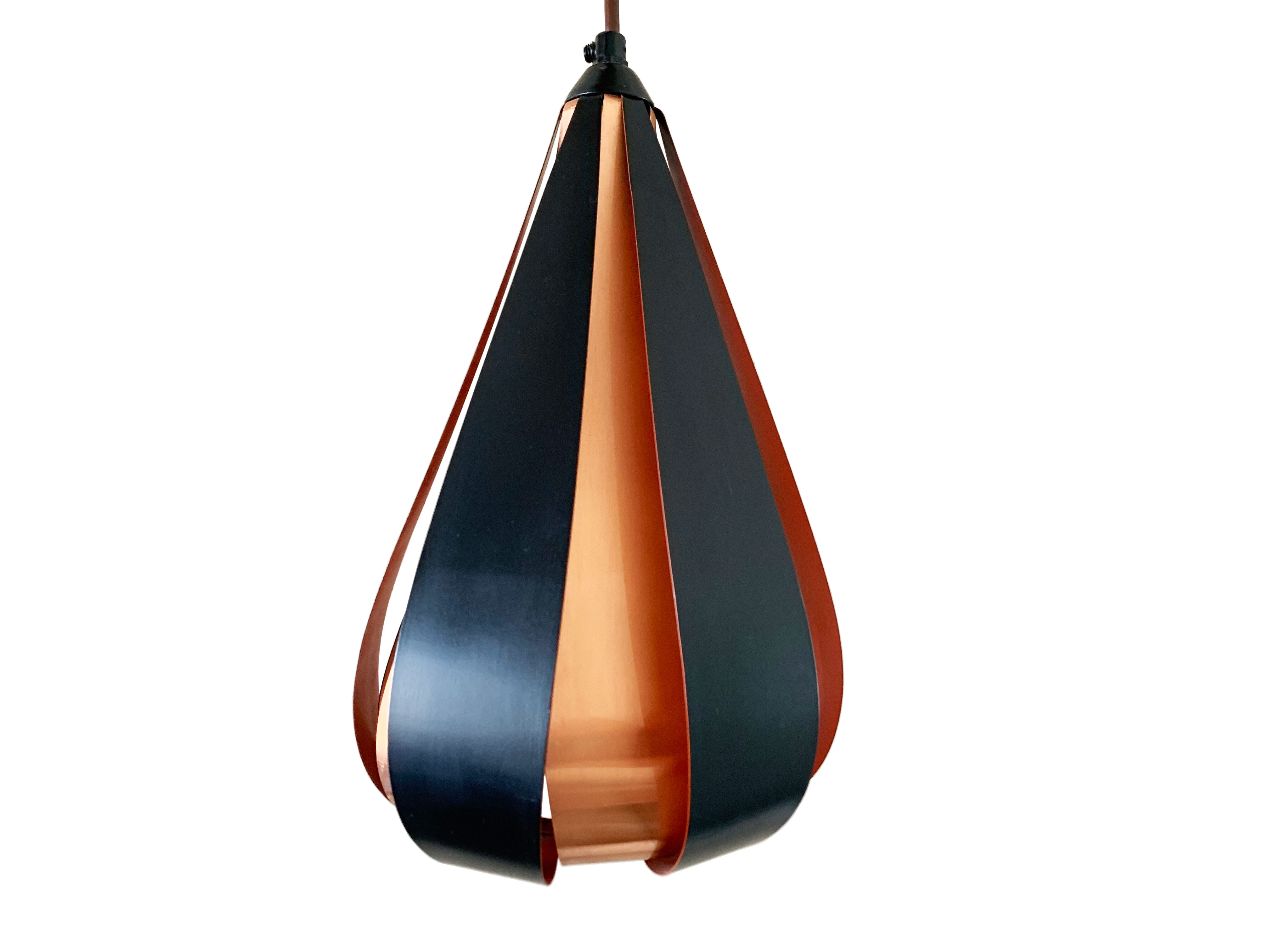 Werner Schou Pendant Lamp Made Of Copper And Black Lacquered Metal - Scandinavian Mid-century - Vint