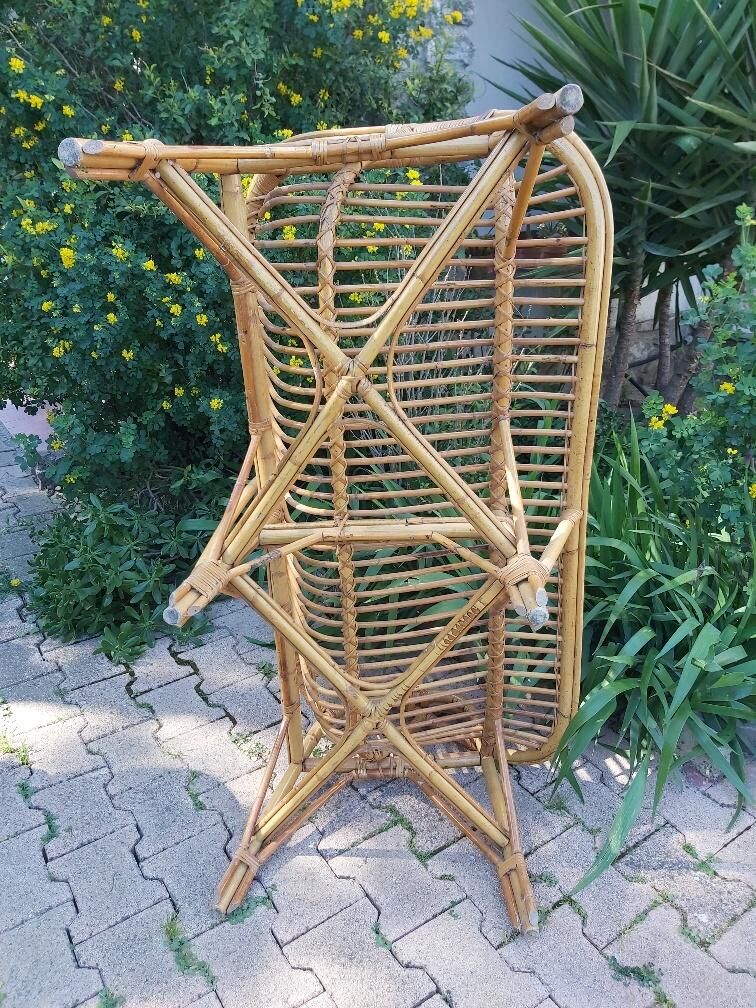 50s rattan bench