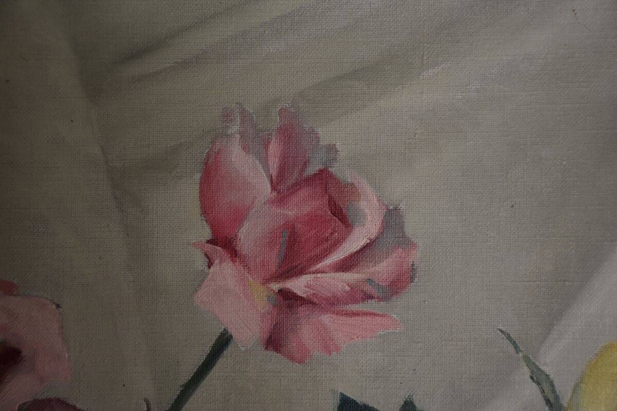 Gaston Ploquin, Roses in a glass vase (circa 1935)