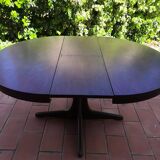 Table ronde avec rallonge Baumann pied central 1970