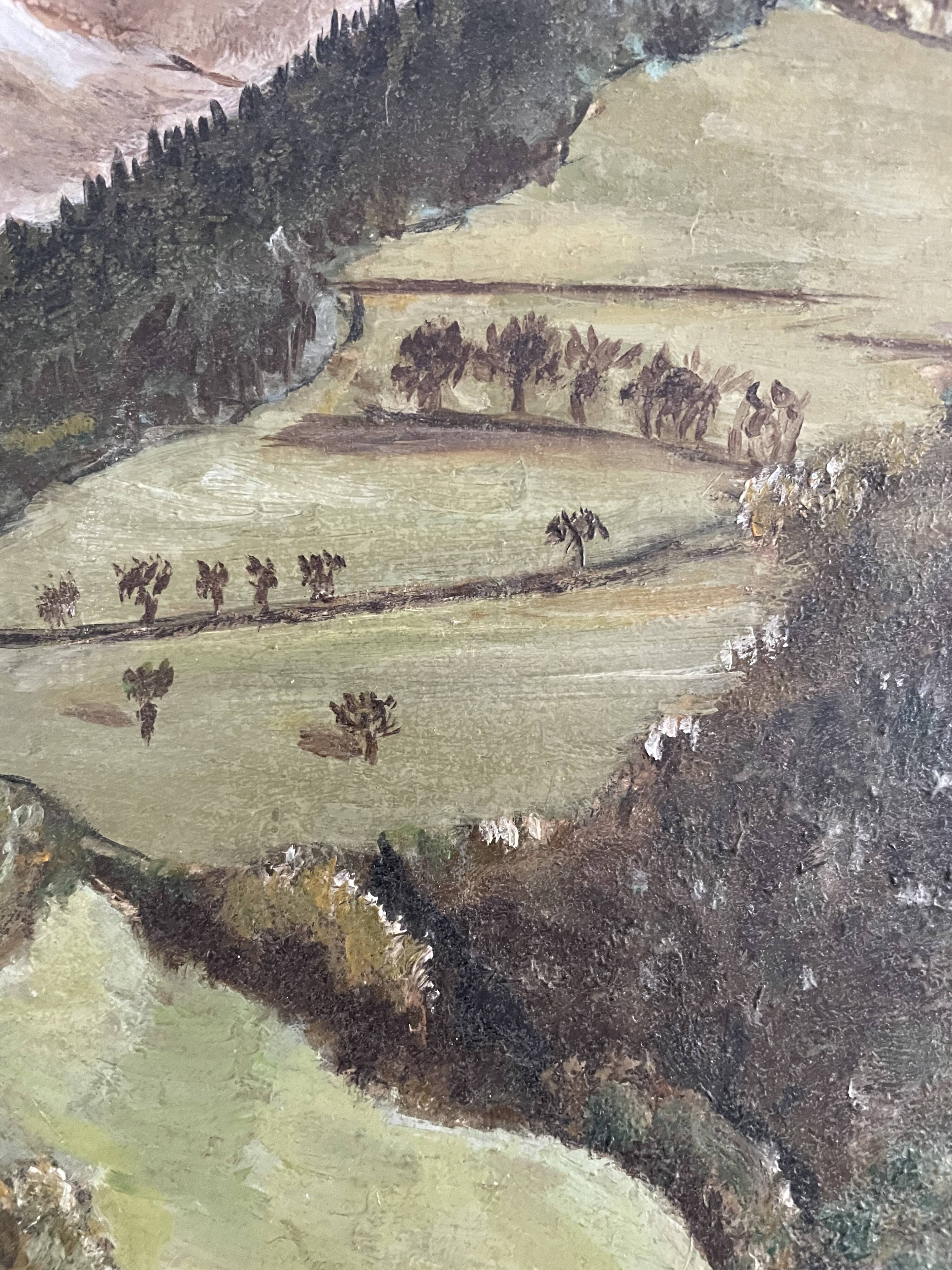 Old painting, mountain landscape signed Billet