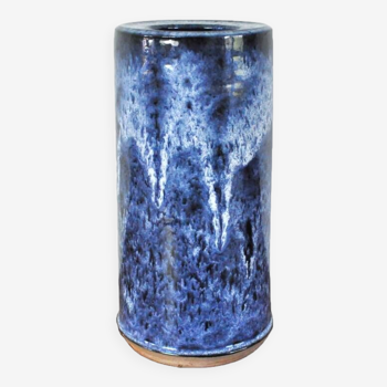 Blue and white glazed Ceramic Vase by Valholm Keramik, Denmark