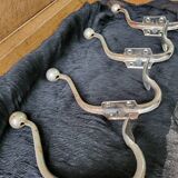 Set of 4 Vintage double coat hooks in chrome metal