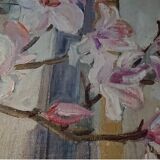 Painting a. favory "the magnolias" oil on canvas france 1960 impressionists post cubism