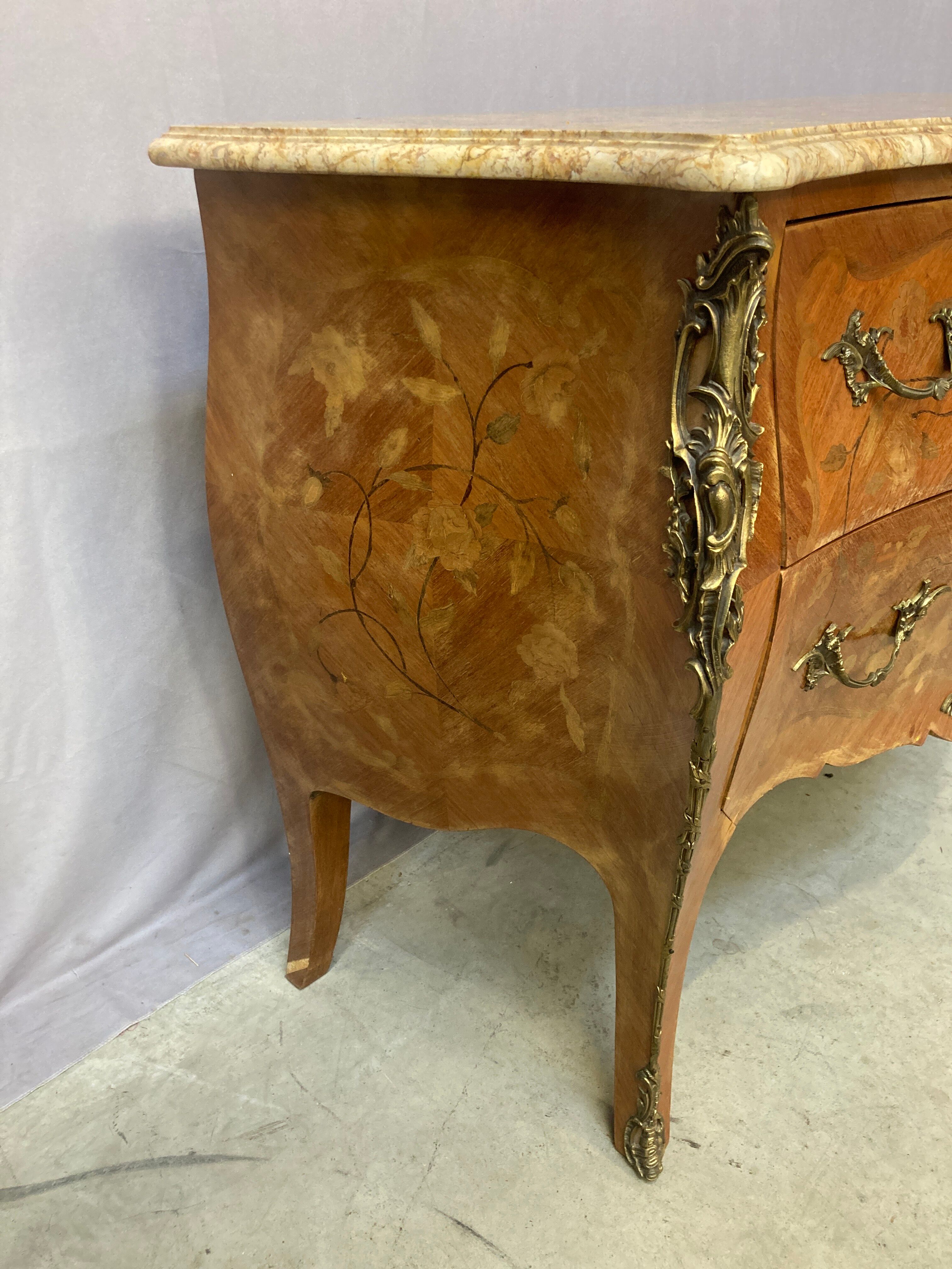 Louis XV style chest of drawers with marble top