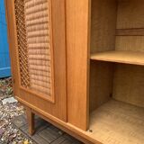 Rattan wardrobe and its compass-legged chest of drawers, 1960