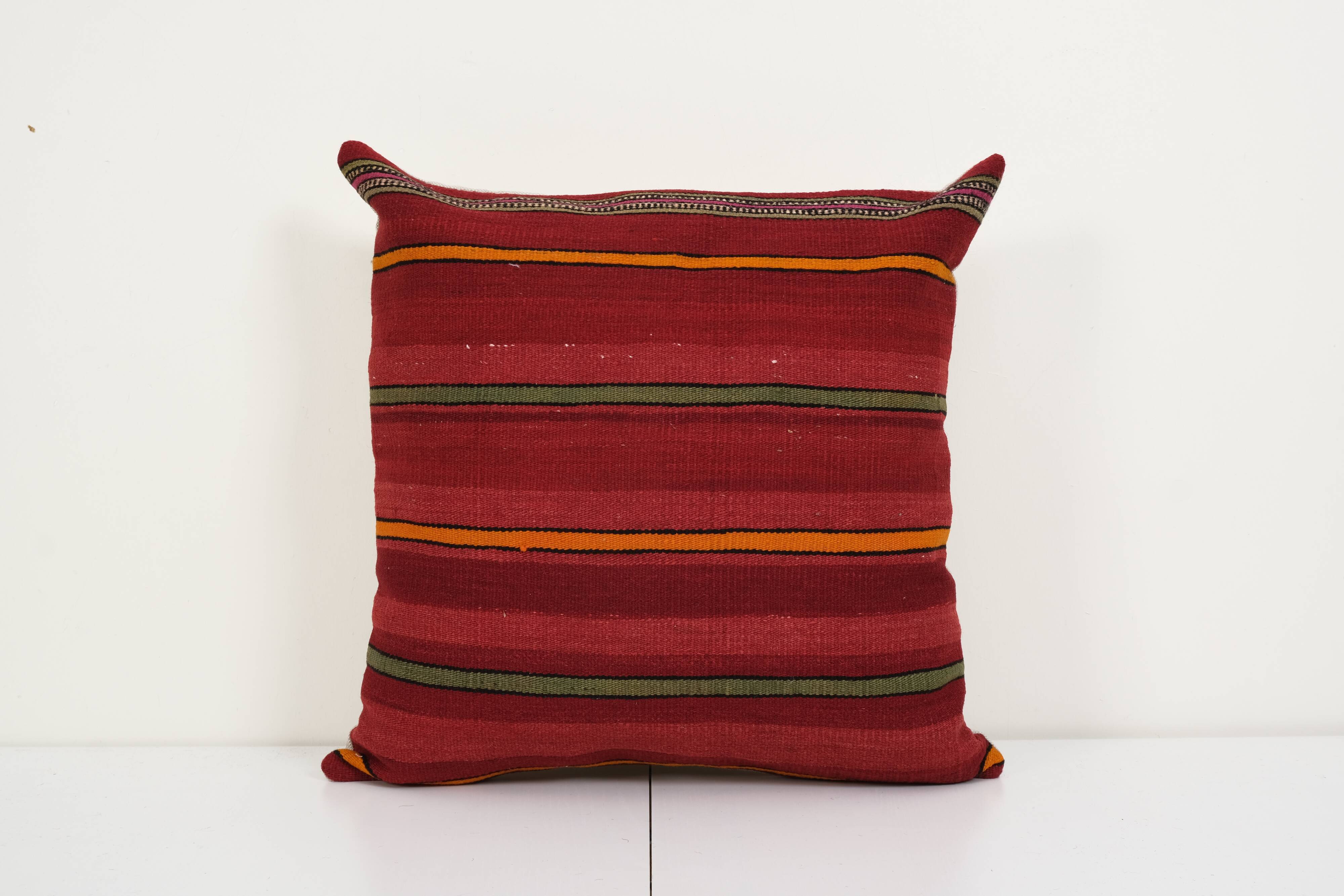 20" x 20" turkish striped kilim pillow, striped kilim pillow decorative throw pillow, bohemian kilim