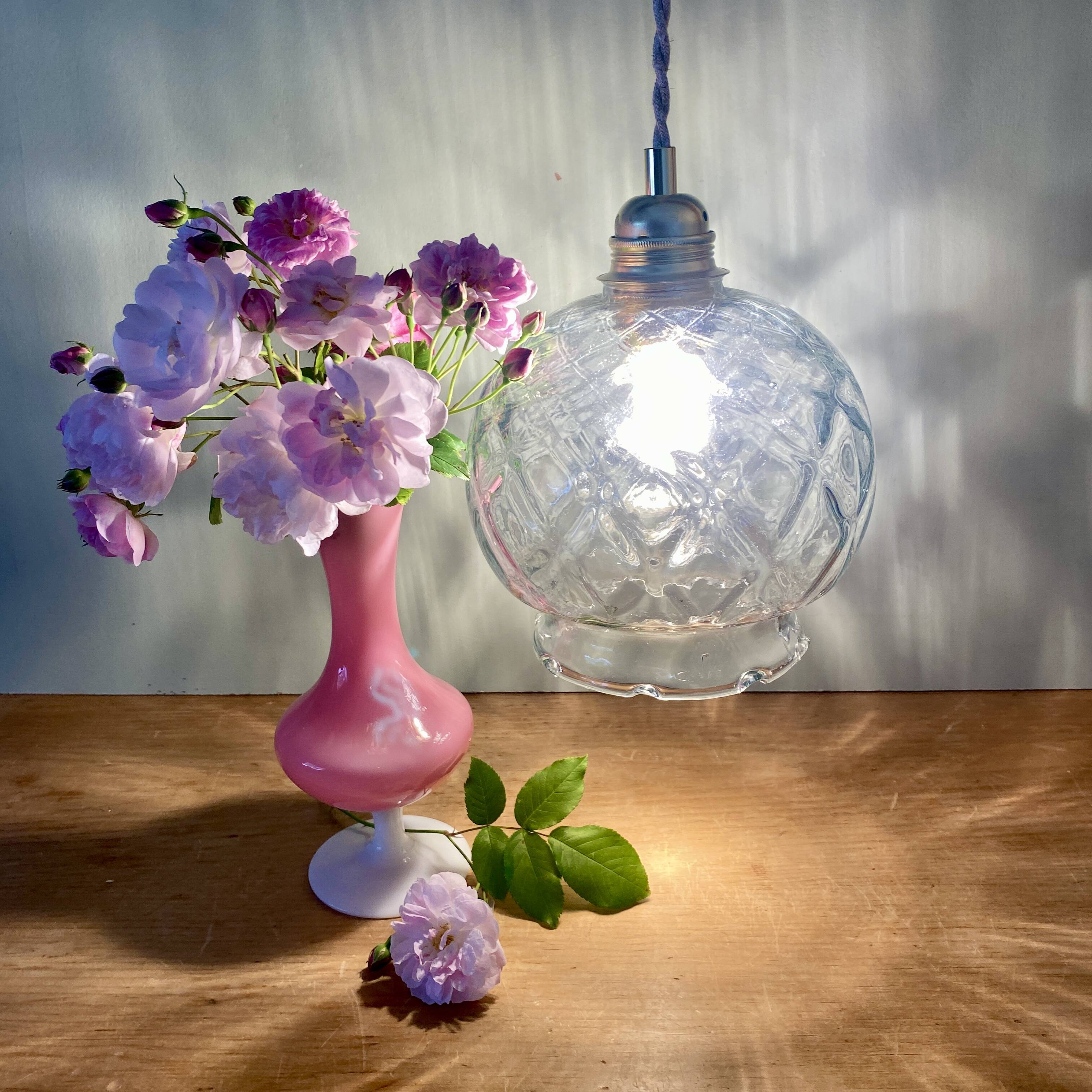 Vintage globe pendant light in transparent glass
