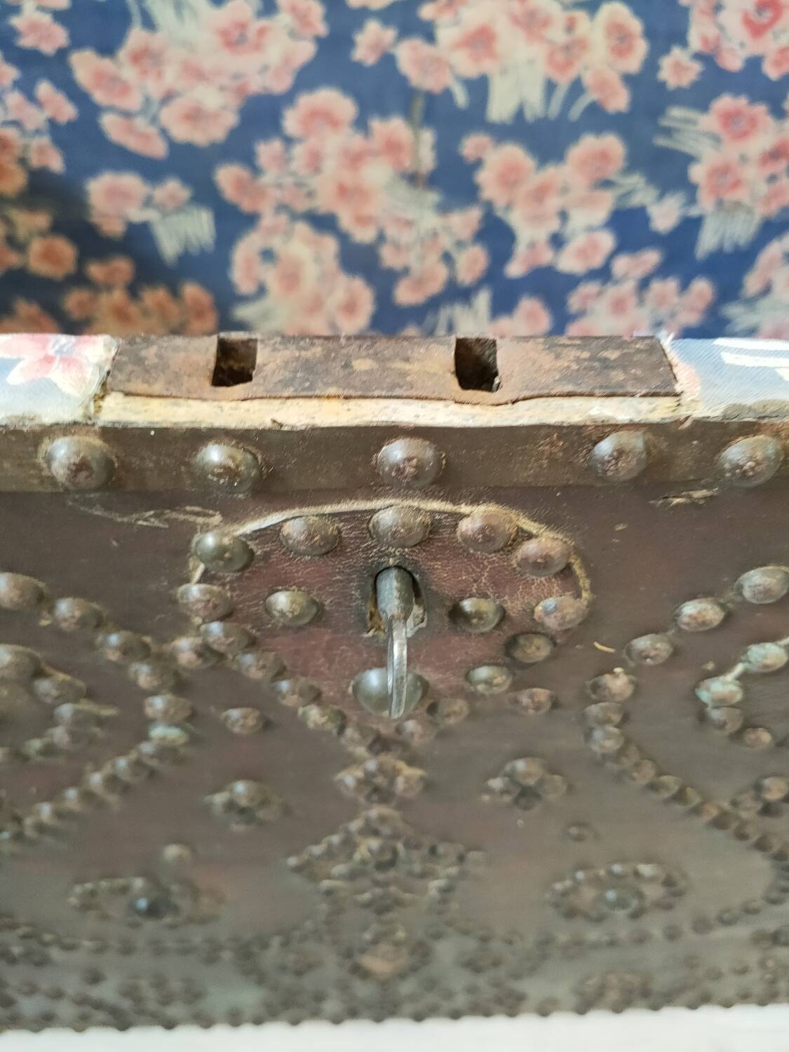 Old wooden and leather chest