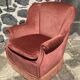 Vintage pink velvet armchair with fringes