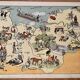 Old poster illustrated map of Normandy 1947 - JP Pinchon
