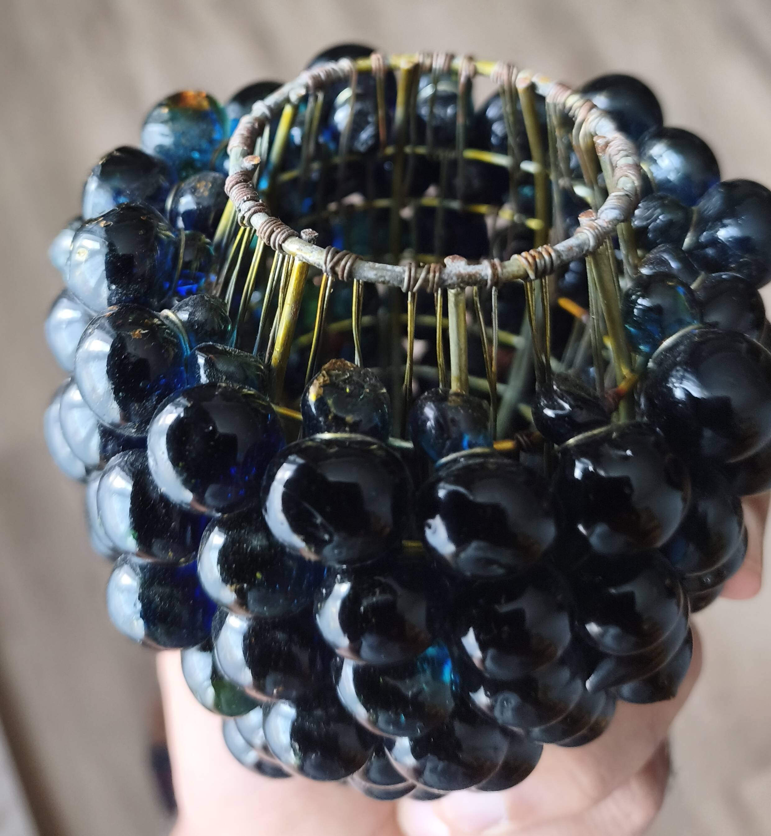 Lampadaire  cascade « Grappes de raisins » en verre multicolore