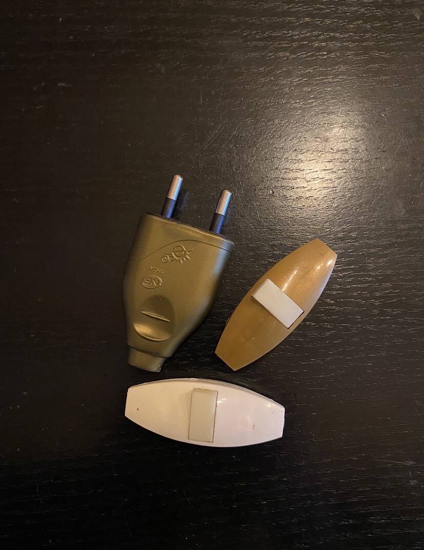 Terracotta lamp, new fabric cable, cotton lampshade.