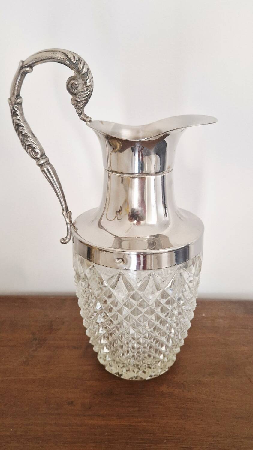Cut crystal carafe and silver-plated metal – Victorian / Napoleonic III style