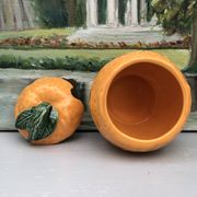 Vintage orange jam pot in majolica - 1970s.