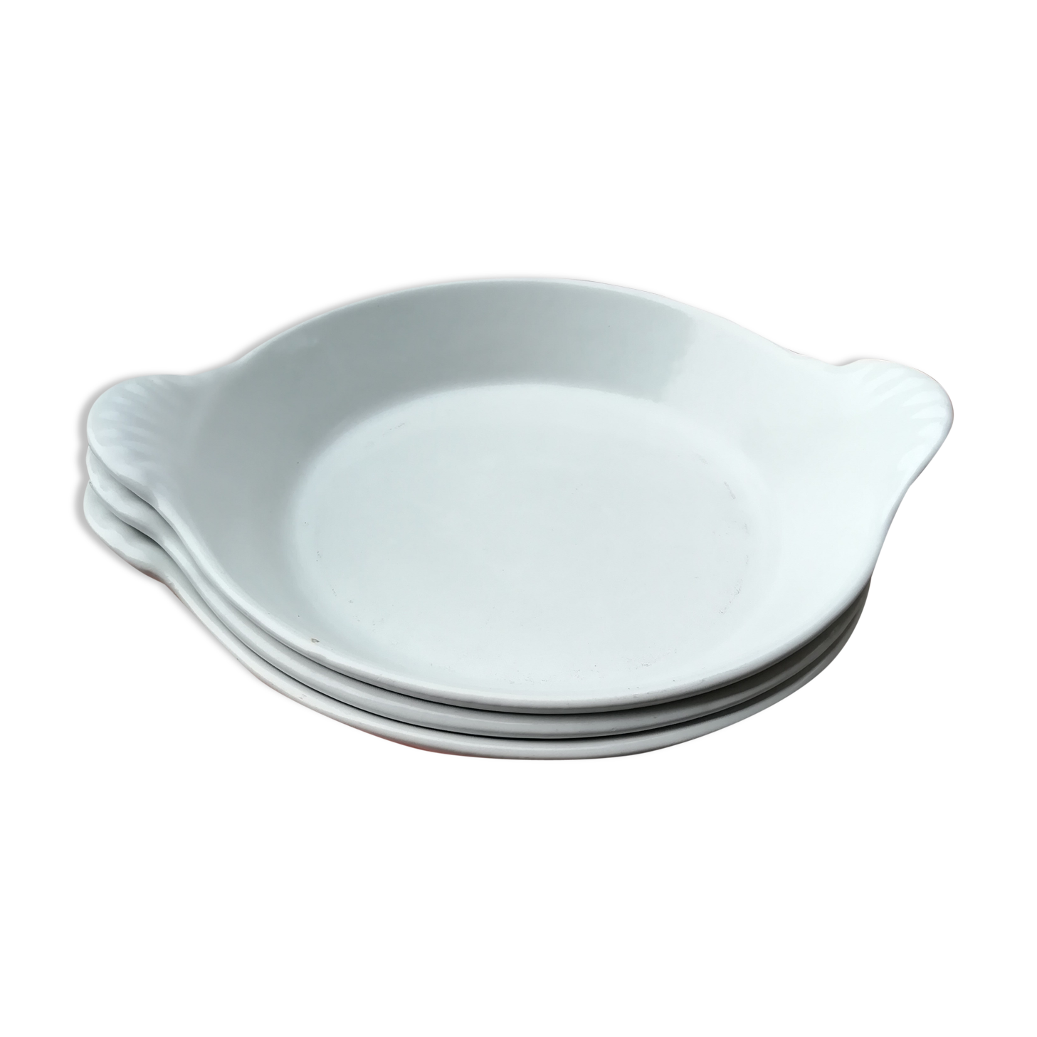 Set of 3 cast iron winged dishes