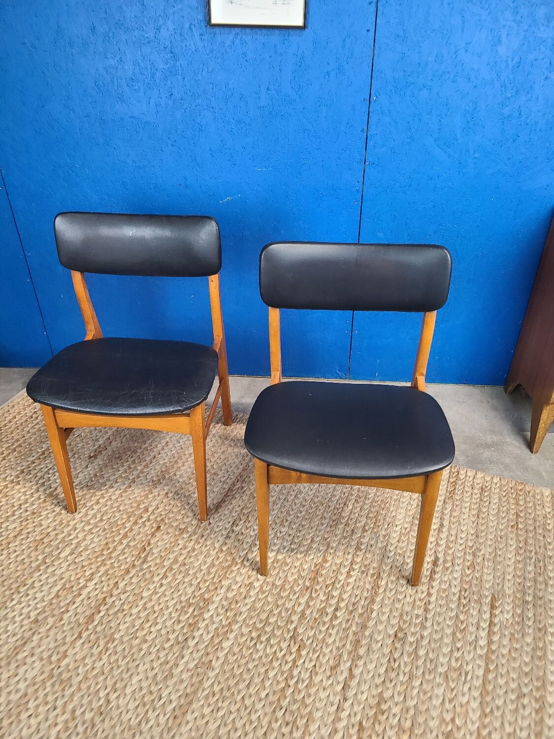 Scandinavian chair circa 1970 black skai