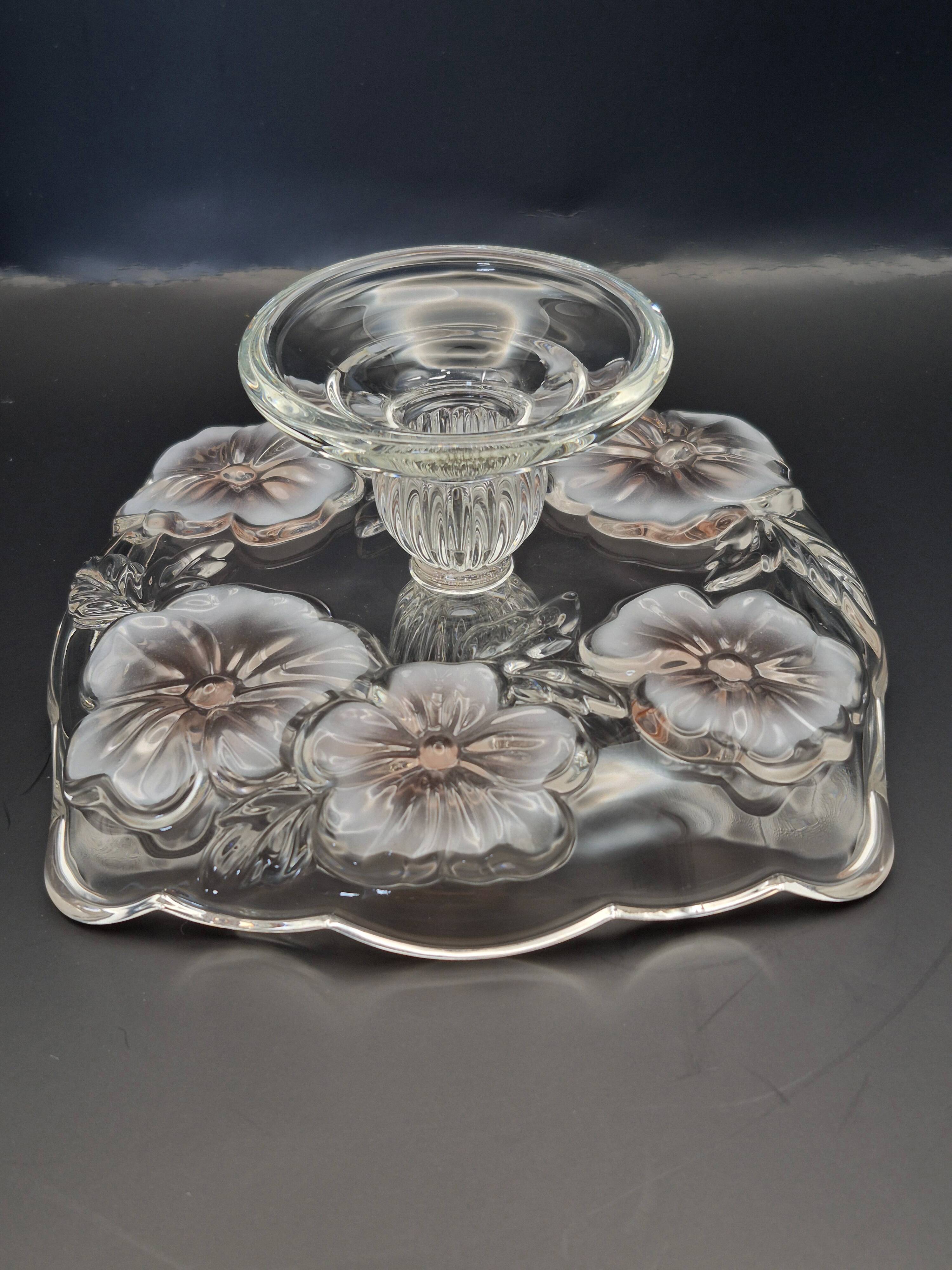 Vintage glass display stand "Pansy Bouquet Pink" — Studio Nova by Mikasa