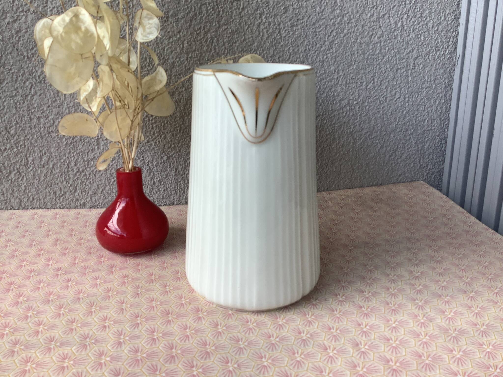 Faceted porcelain art deco pitcher