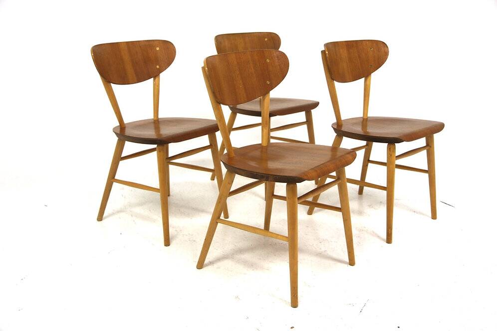 Set of 4 Scandinavian teak chairs, Sweden, 1960