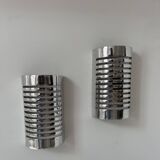 Pair of vintage wall lights, chrome metal, France 1970