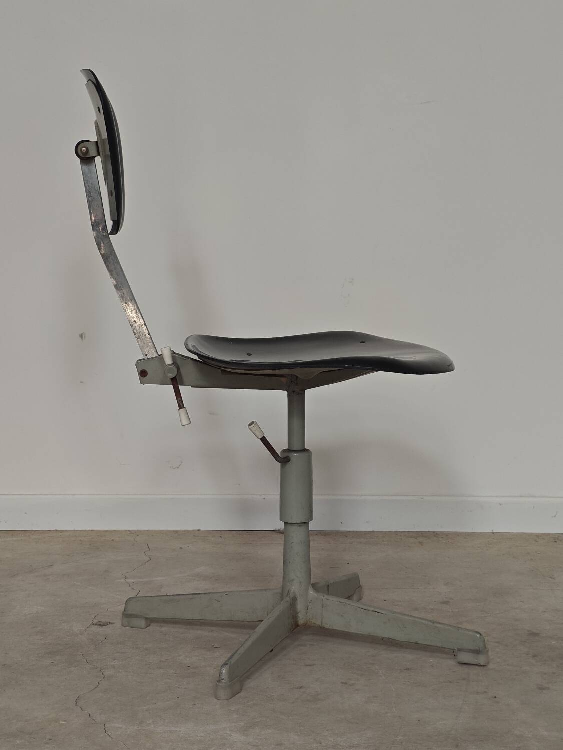 Adjustable industrial chair metal Czechoslovakia 1960