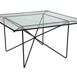 Vintage coffee table in steel and wire and glass  1970
