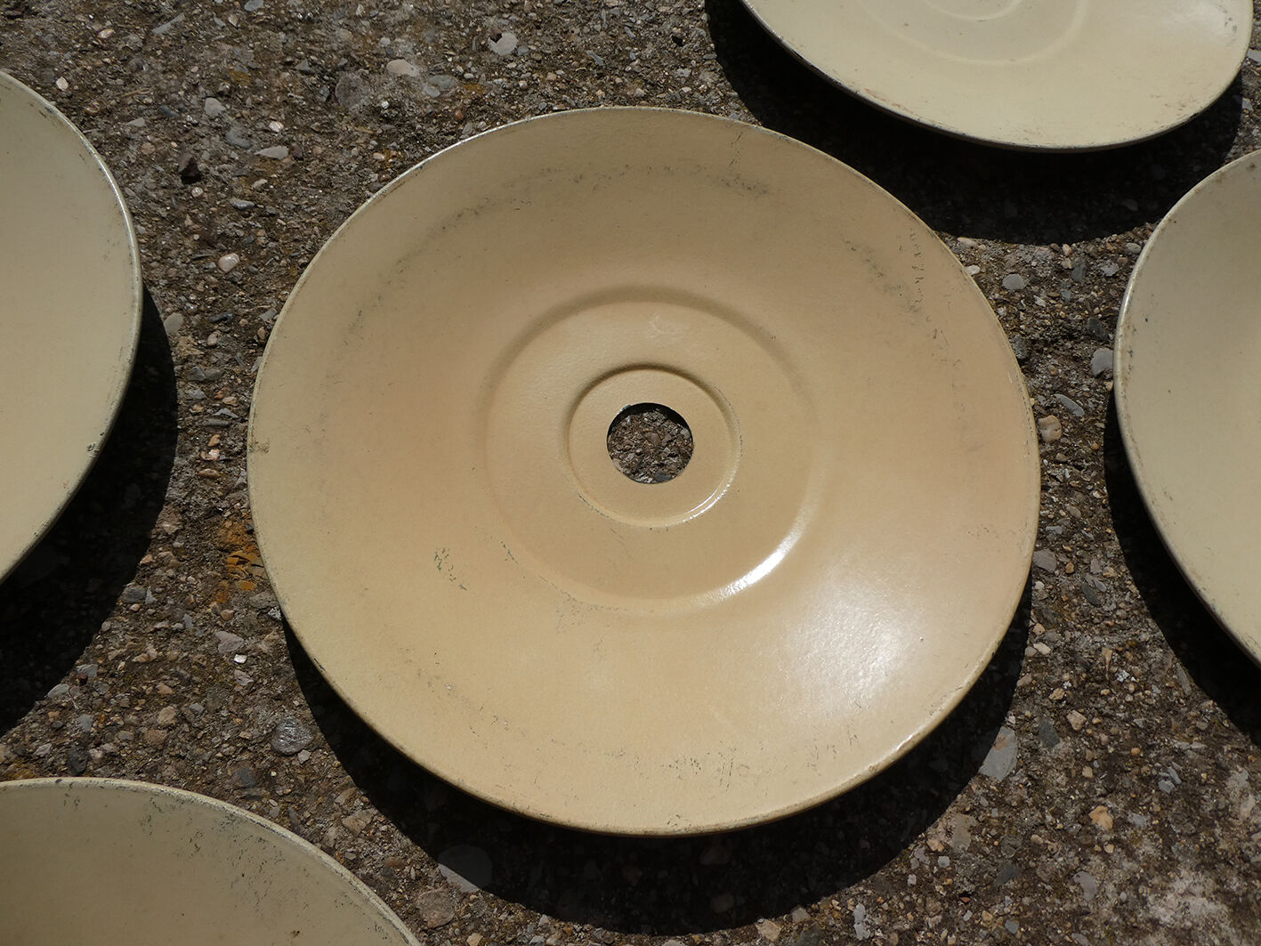 Lot of 5 green bistro lampshade in enamelled sheet metal - Souplemail