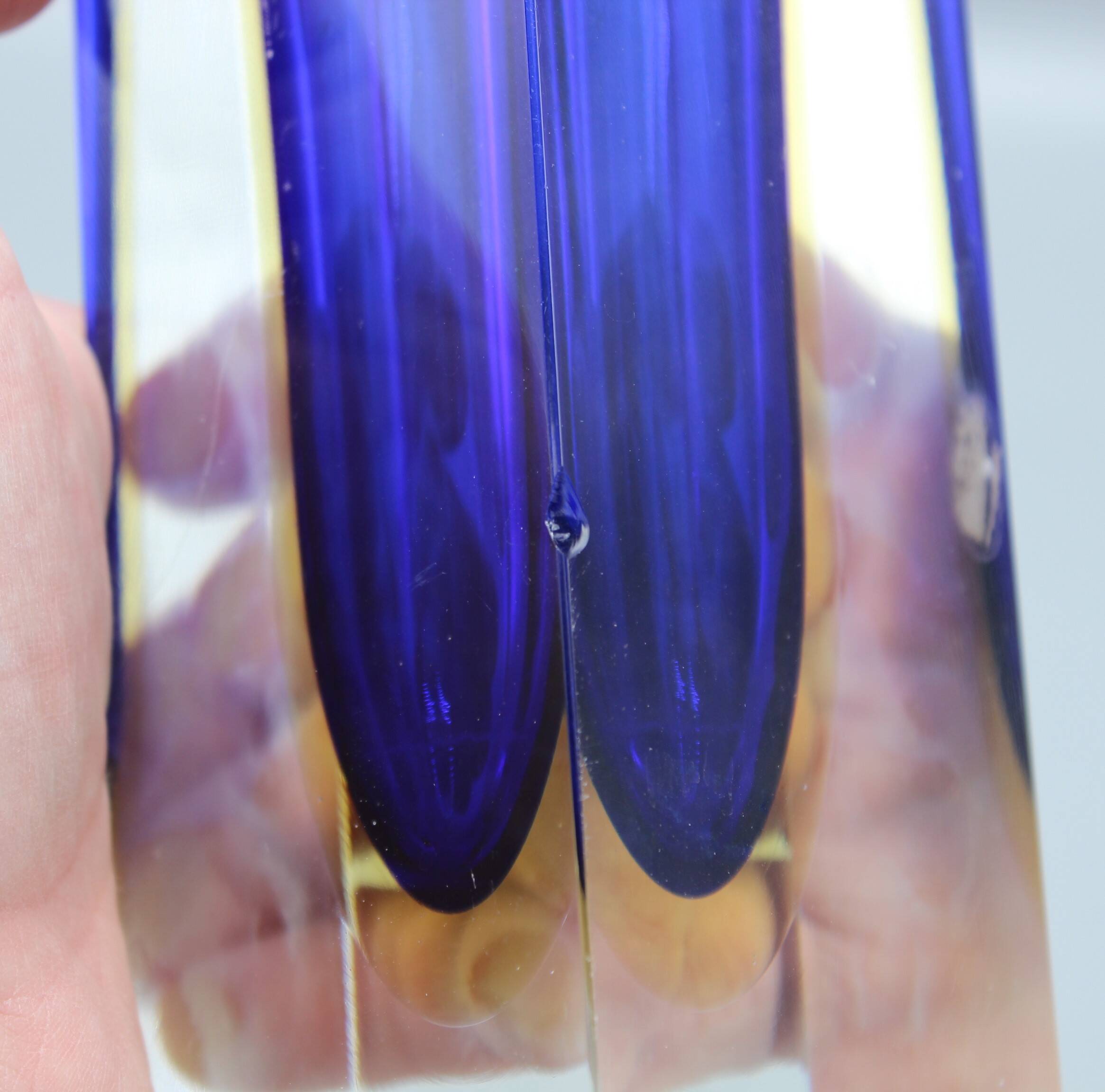 Large vintage sommerso vase murano glass flavio polished seguso italy 1970