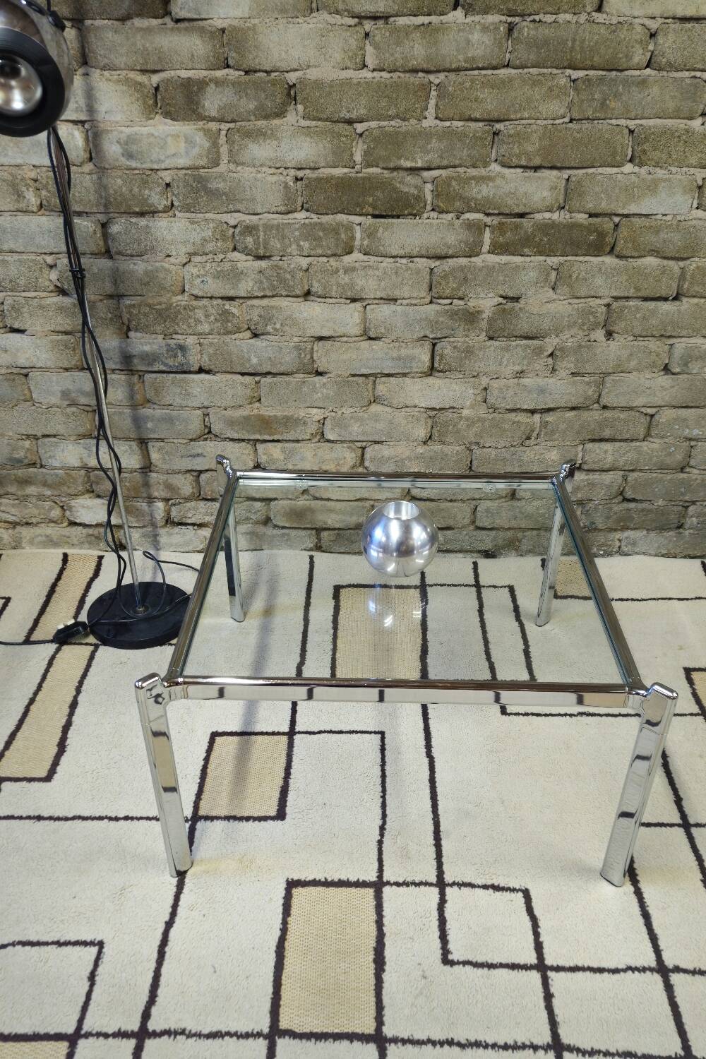 Chrome and glass coffee table, 1970