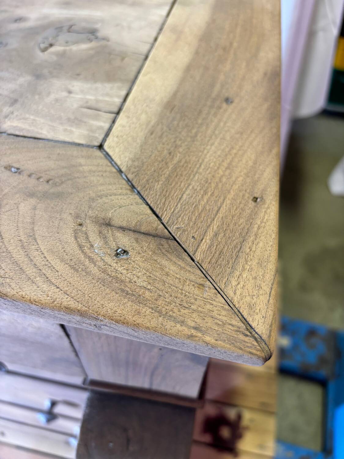 Old raw wood chest of drawers