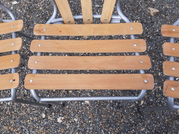 Lot de 4 chaises de bistrot fer et bois