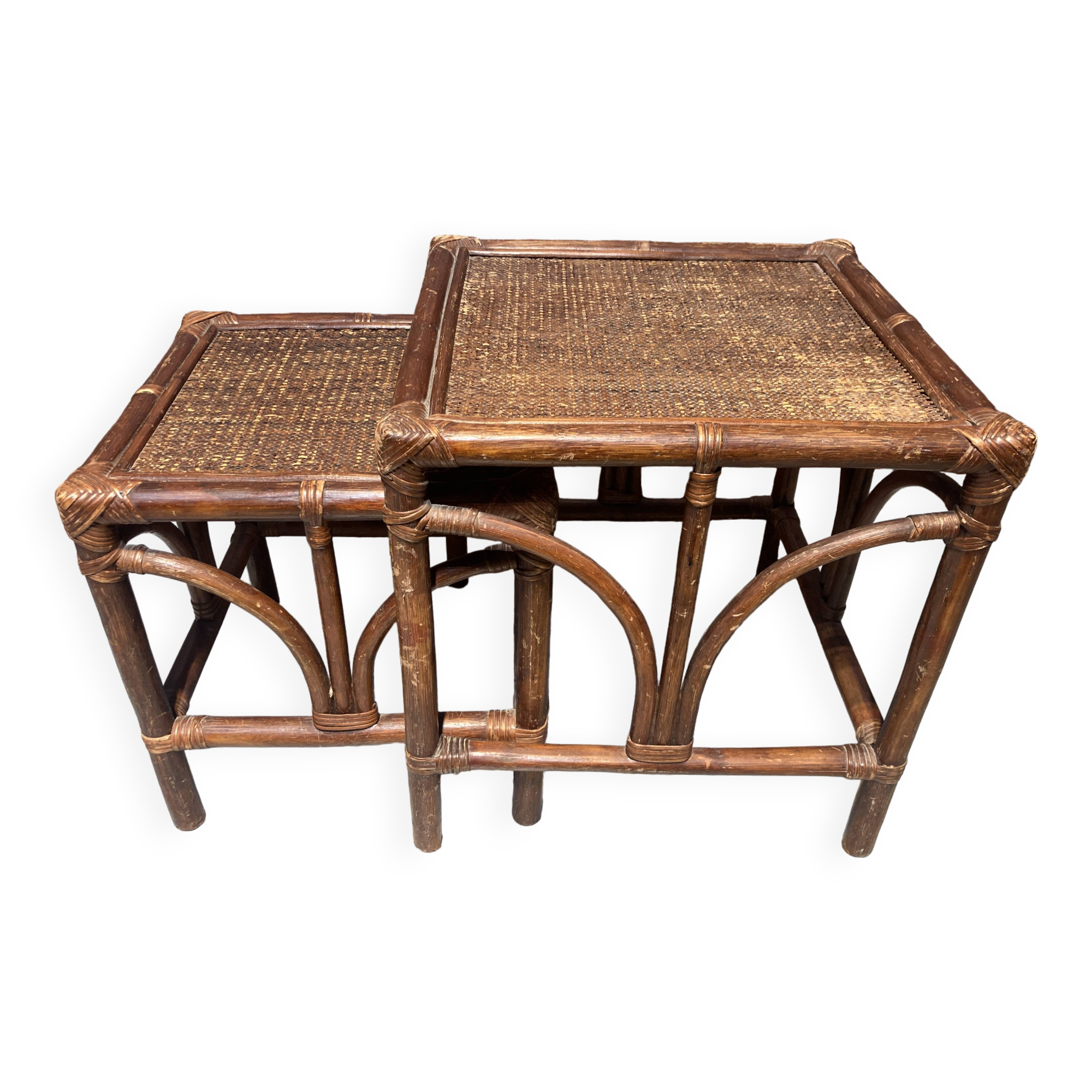 Rattan nesting table