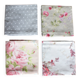 A set of 4 romantic floral polka dot napkins.